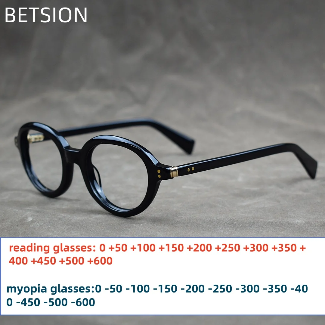 

Vintage Acetate Glasses Frame Men Oval Retro Myopia and Reading Prescription Eyeglasses Frame Women