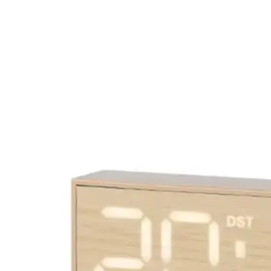 LED Digital Clock with Night Light Function Dual Face Styles Fabric and Wood Imitation Temp Time Day Alarm Display