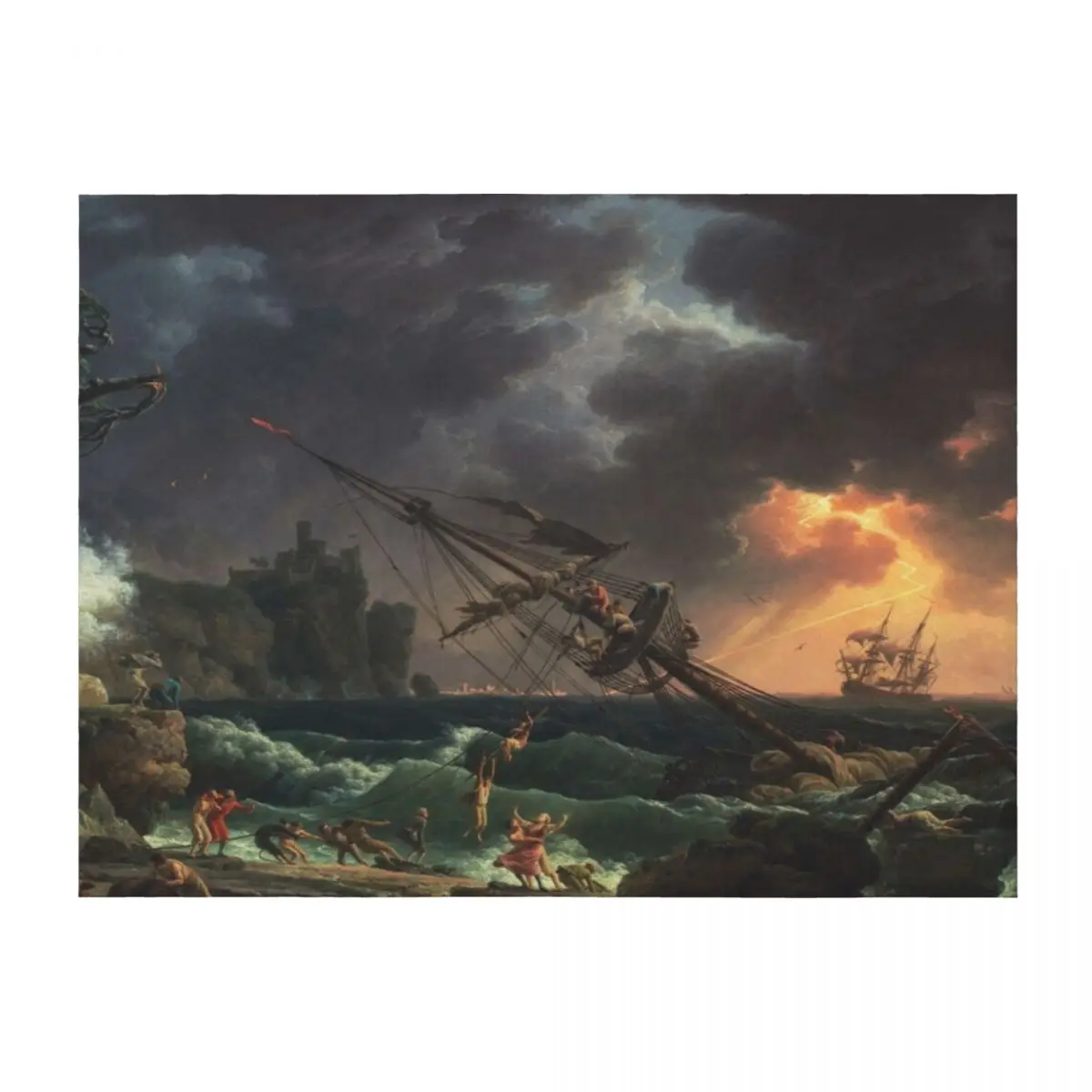 

The Shipwreck Claude-Joseph Vernet 1772 Ocean Storm Marine Ship Art Throw Blanket Picnic Shaggy Personalized Gift Furry Blankets