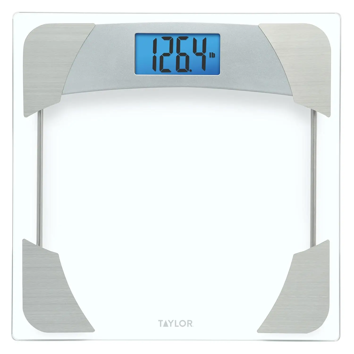 

Digital Body Weight Scale, 400 LB Capacity, Blue LCD Display, Stainless Steel & Glass Platform, 12.2x12.2 Inches