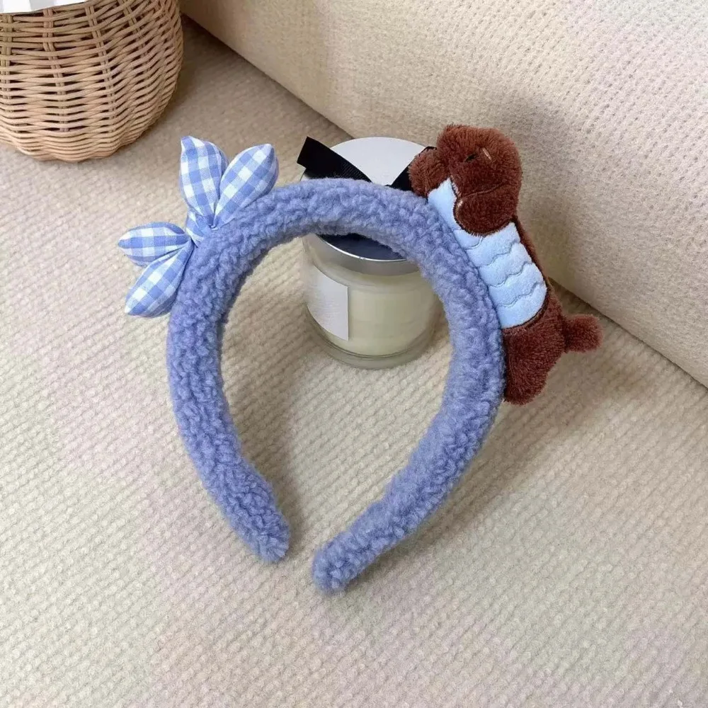 

Hair Accessories Dachshund Hair Hoop Plaid Bow Moon Red Headband Creative New Year Headwear Cartoon Monkey Hairband for Gift