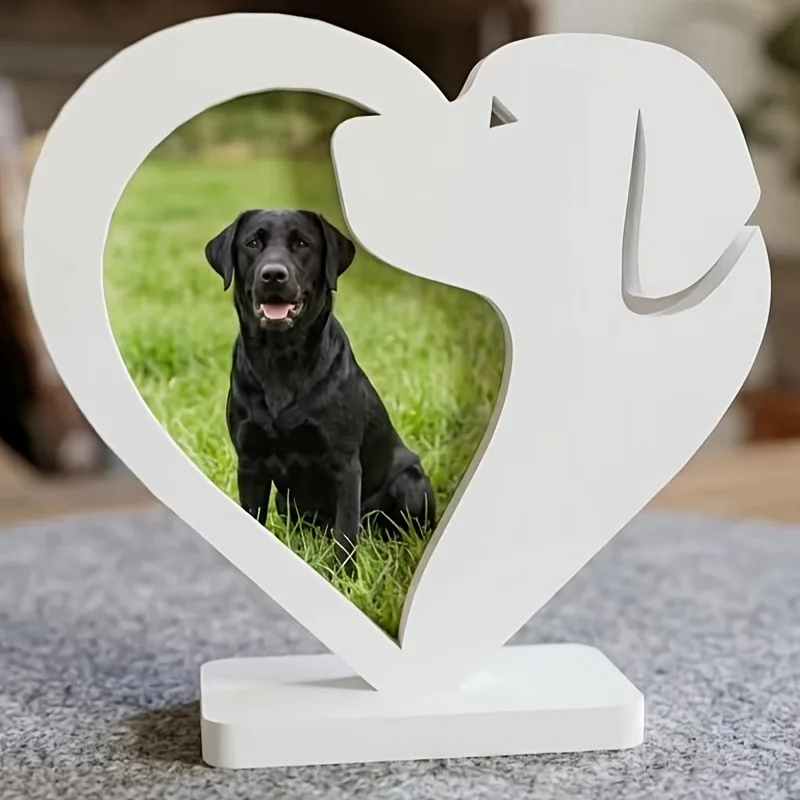 Heart-Shaped Dog Memorial Picture Frame, Pet Remembrance Photo Stand, Desktop Keepsake Ornament for Dog Lovers