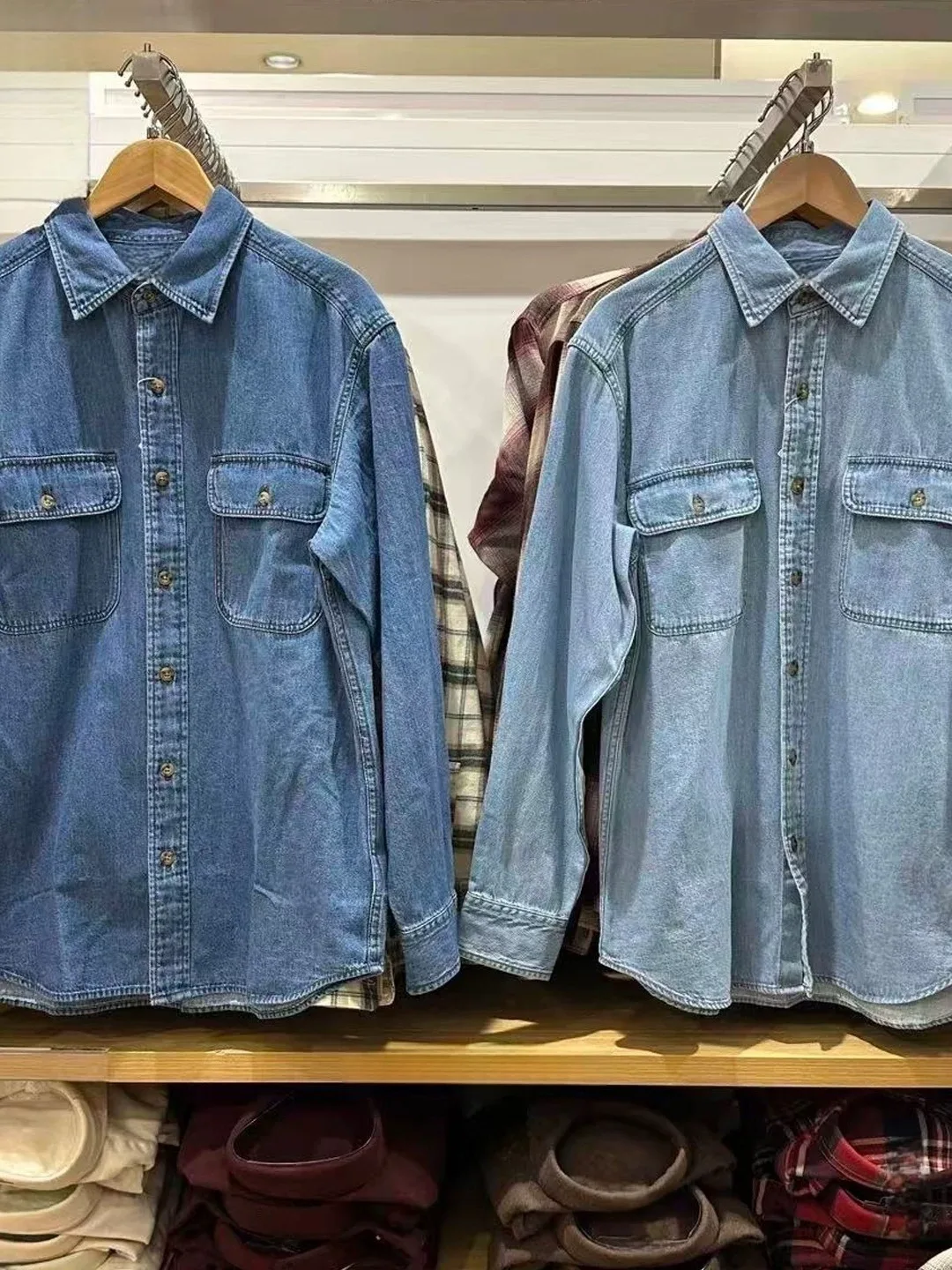 Loose Fit Denim Shirt for Men And Women Casual Washed Long Sleeve Top Versatile Spring New Style Pocket Detail Regular Length