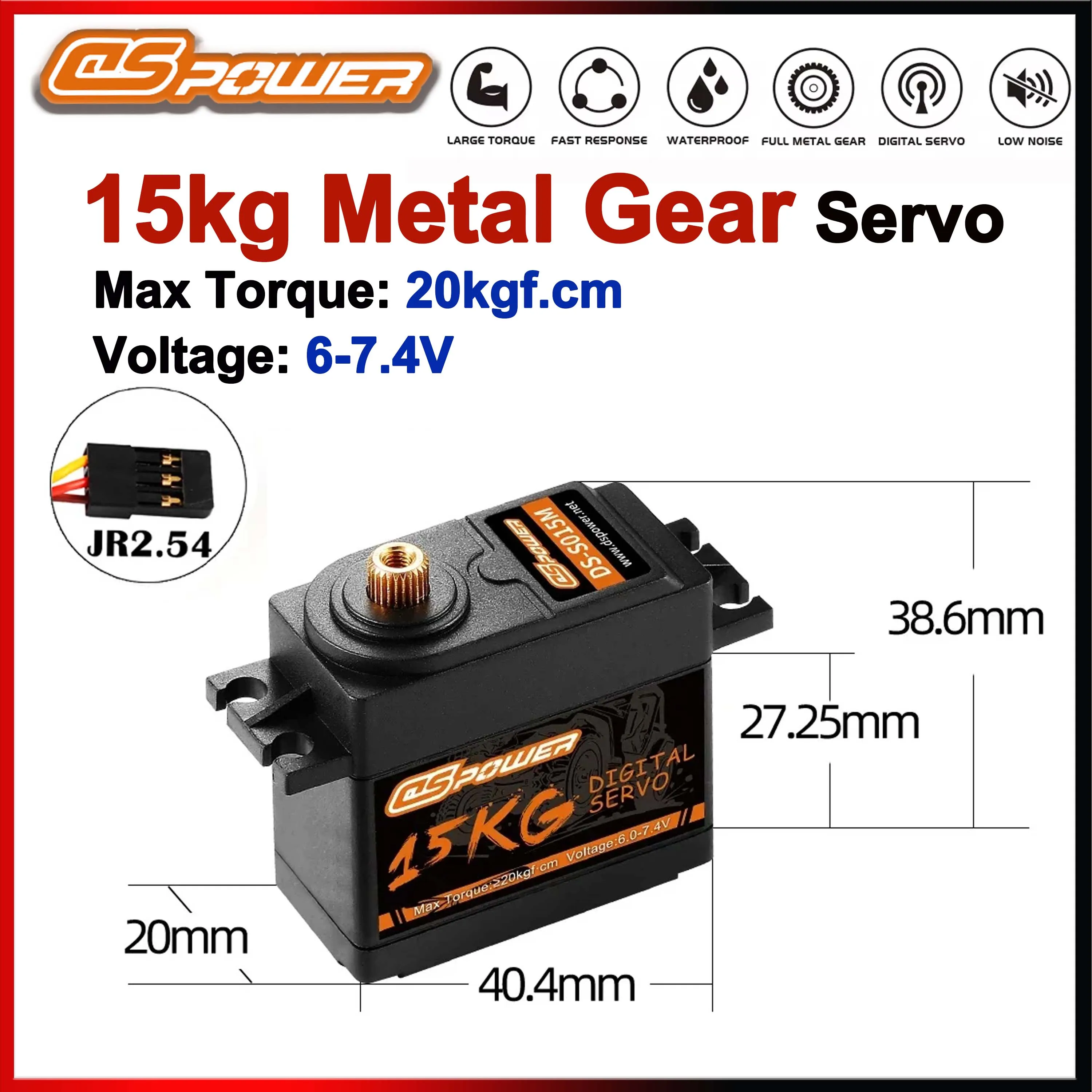 Dspower 15kg metal engrenagem servo digital à prova dwaterproof água para 1/8 1/10 rc carro rastreador robô braço trx4 wltoys hyper go freestyle peças diy