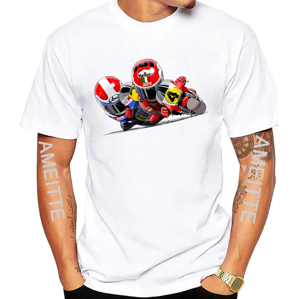 

Kenny Roberts 1985 GP 500cc Race T-Shirt Men Short Sleeve Hip Hop Boy Adventure Sport Casual White Tops Motorcycle Ride Tees