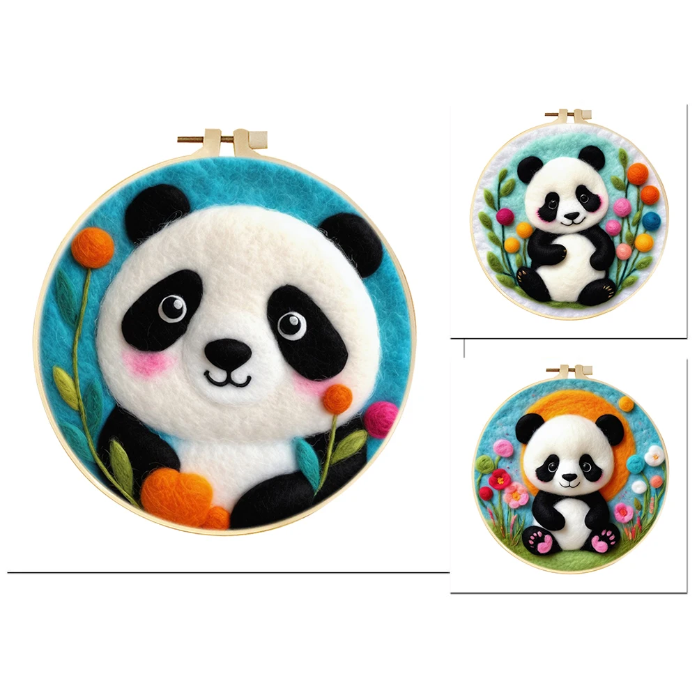 

GATYZTORY Panda Pattern Needle Felting Starter Kit Wool Needle Felting Supplies Needle Felt Felt Painting Kit For Beginners Diy