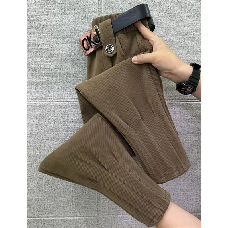 

Весенне-осенние новые повседневные брюки Harlen Martin Boot, женские свободные модные универсальные брюки-шаровары с высокой талией, девять укороченных женских брюк