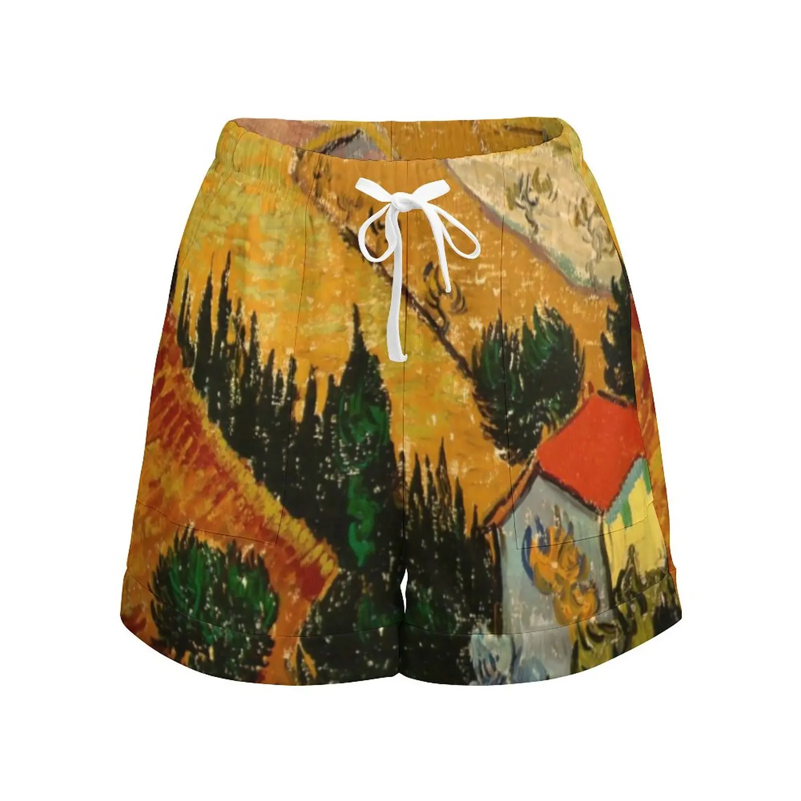 Vincent Van Gogh spodenki w pasie w pasie z domowymi spodenki z kieszeniami modne Oversize krótkie spodnie Streetwear Bottoms