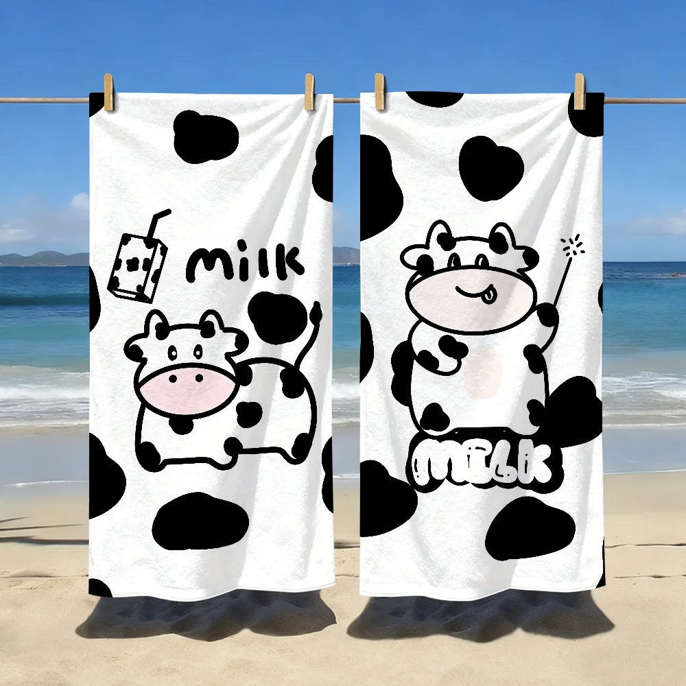 Toalla con estampado de vaca Holstein en blanco y negro, suave, para piscina, regalo para viajes, gimnasio, ducha, camping, secado rápido, deportes, toallas de playa grandes