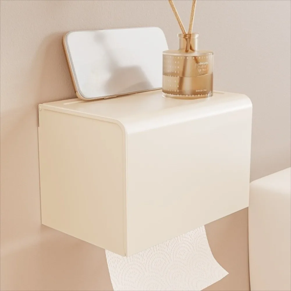 Caja de papel higiénico impermeable, estante de almacenamiento de carga fuerte montado en la pared, organizador, cajón de papel en rollo reutilizable estable para Baño