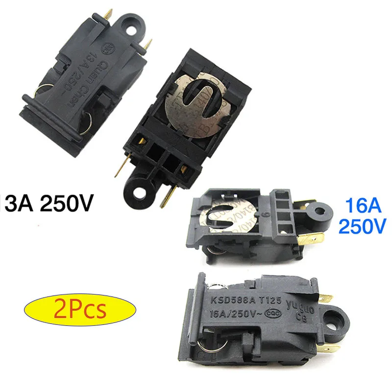 (.) 2pcs/lot Black 13A/16A 250V Switch Electric Kettle Thermostat Switch Steam Medium Kitchen Parts Accessories