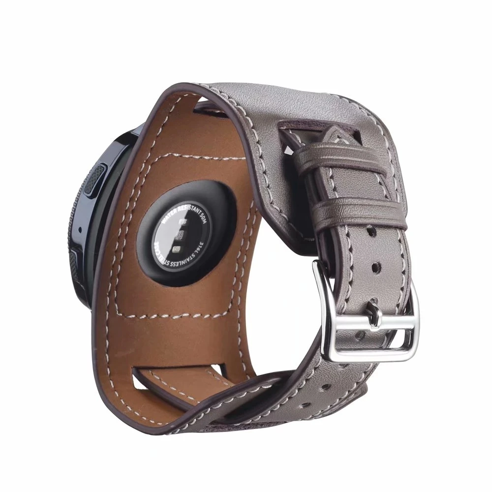 20mm 22mm Leather Band for Samsung Galaxy Watch 4 Classic 46mm 42mm/Active 2 Band for Samsung Gear Sport S3/2 Cuff Bracelet Belt