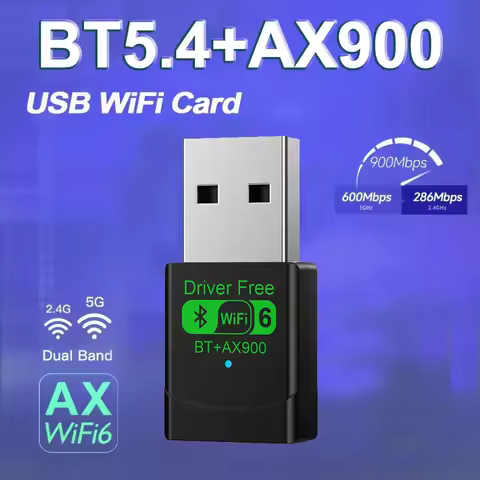 WiFi 6 AX900 BT5.4 USB Adapter Dual Band 2.4G&amp;5GHz WiFi Network Card 2in1 Dongle USB Wireless Network Wlan Receiver Win 10/11 PC
