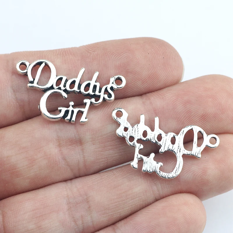 20 Pieces 15*28mm Antique Silver Color Daddy's Girl Charms Best Necklace Bracelet Pendant Charms For Jewelry Making Gifts