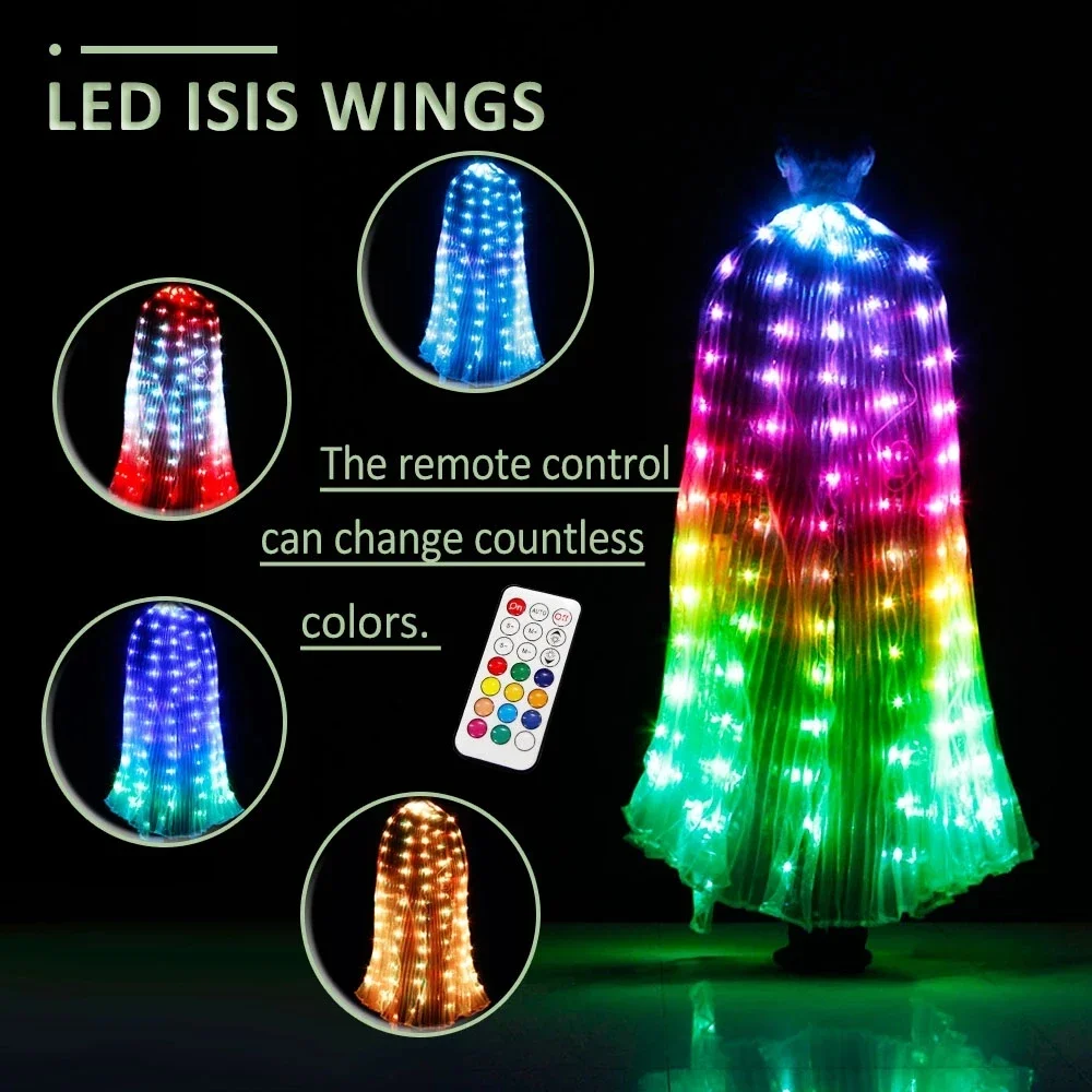 Club Show Remotely Controllable RGB LED Fairy Wings Stage Dancing Light Show Prop Accessories Belly Dance ISIS LED Wings