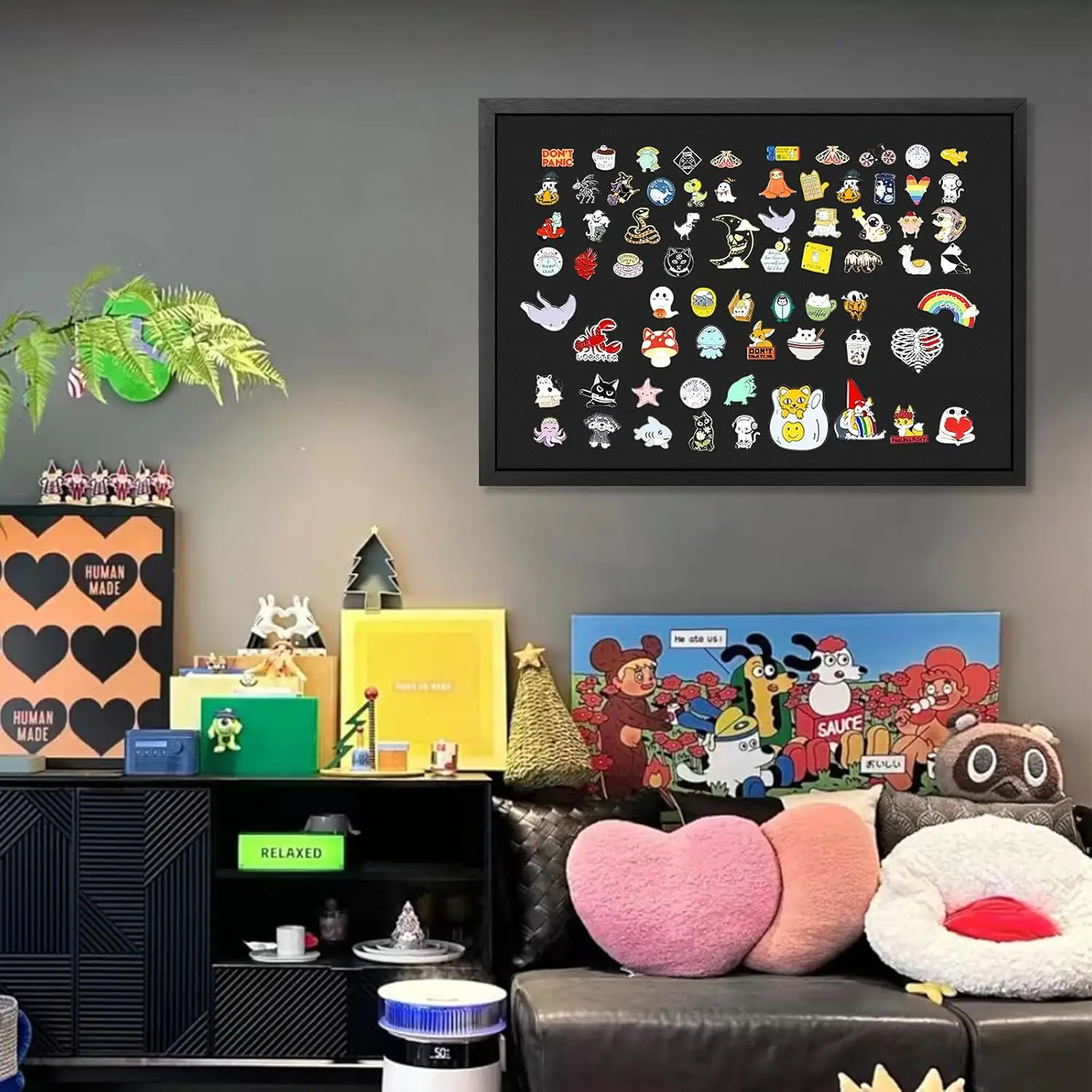 لوحة إعلانات كبيرة من الفلين الأسود مقاس 23 × 18 مع إطار لعرض الحائط وديكور المكاتب المنزلية #4