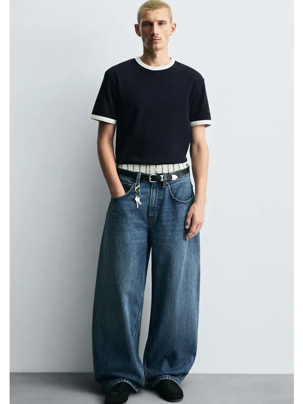 

Мужские повседневные джинсовые брюки из хлопка, свободного кроя, с завышенной талией, новинка осеннего сезона, комфортная посадка, классический цвет