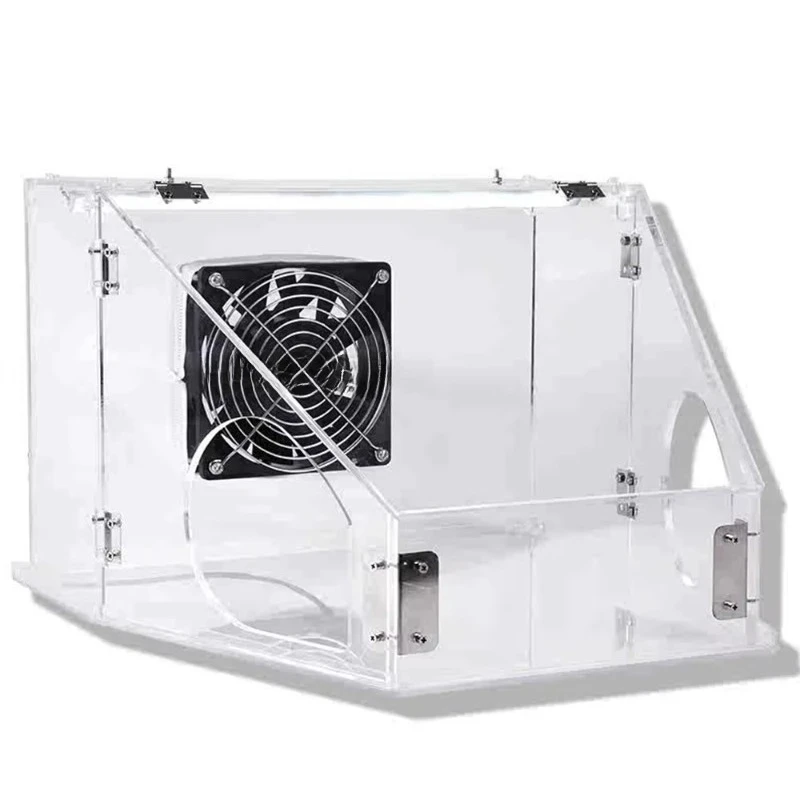Sealed Acrylic Dust Sanding Box with Dust Collection, Built-in Ventilation Fan, Dust Bag & LED Light for DIY Work