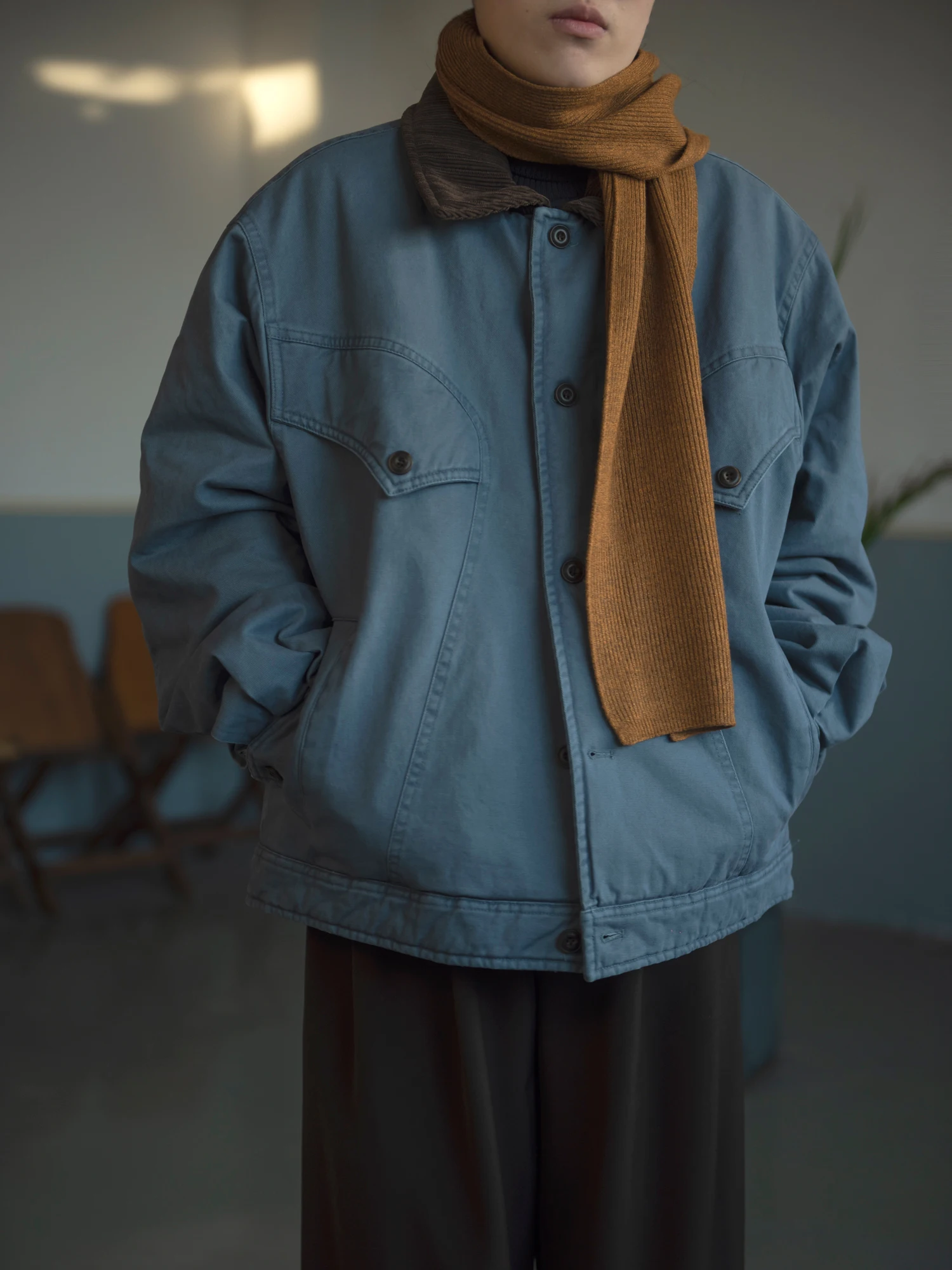 

Women's Denim Jaet Cotton Coat Vintage Cotton Padded Stand Collar Winter New Sle Casual Loose Fit Long Sve Outerwear