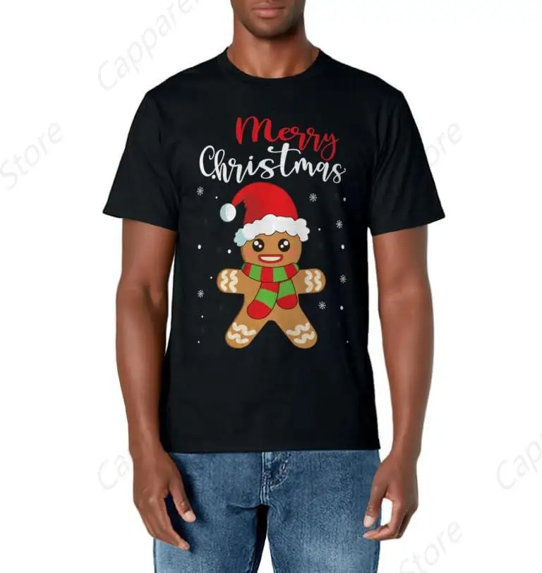 Merry Christmas Shirt Women Girls Kids Gingerbread Man T-Shirt