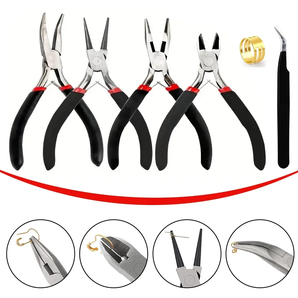 4 Pack Jewelry Pliers with Needle Nose Pliers/Chain Nose Pliers Cutting Jewelry Making Pliers Tools for DIY Jewelry Accessories