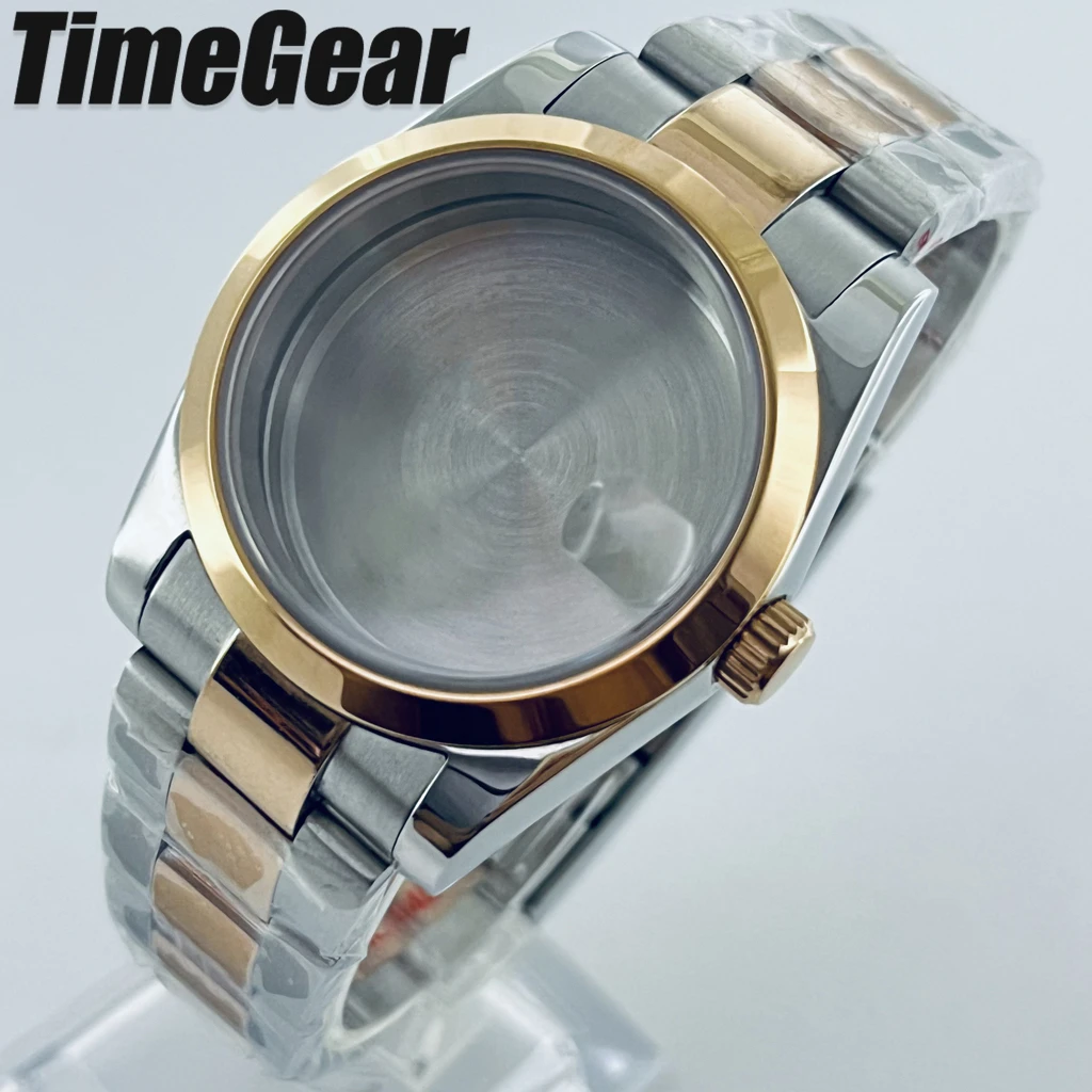 36mm 40mm  Silver Rose Bevel Edge Watch Case Bracelet Sapphire For Explorer NH34 NH35 NH36 Nh38 Movement 28.5mm Dial ﻿