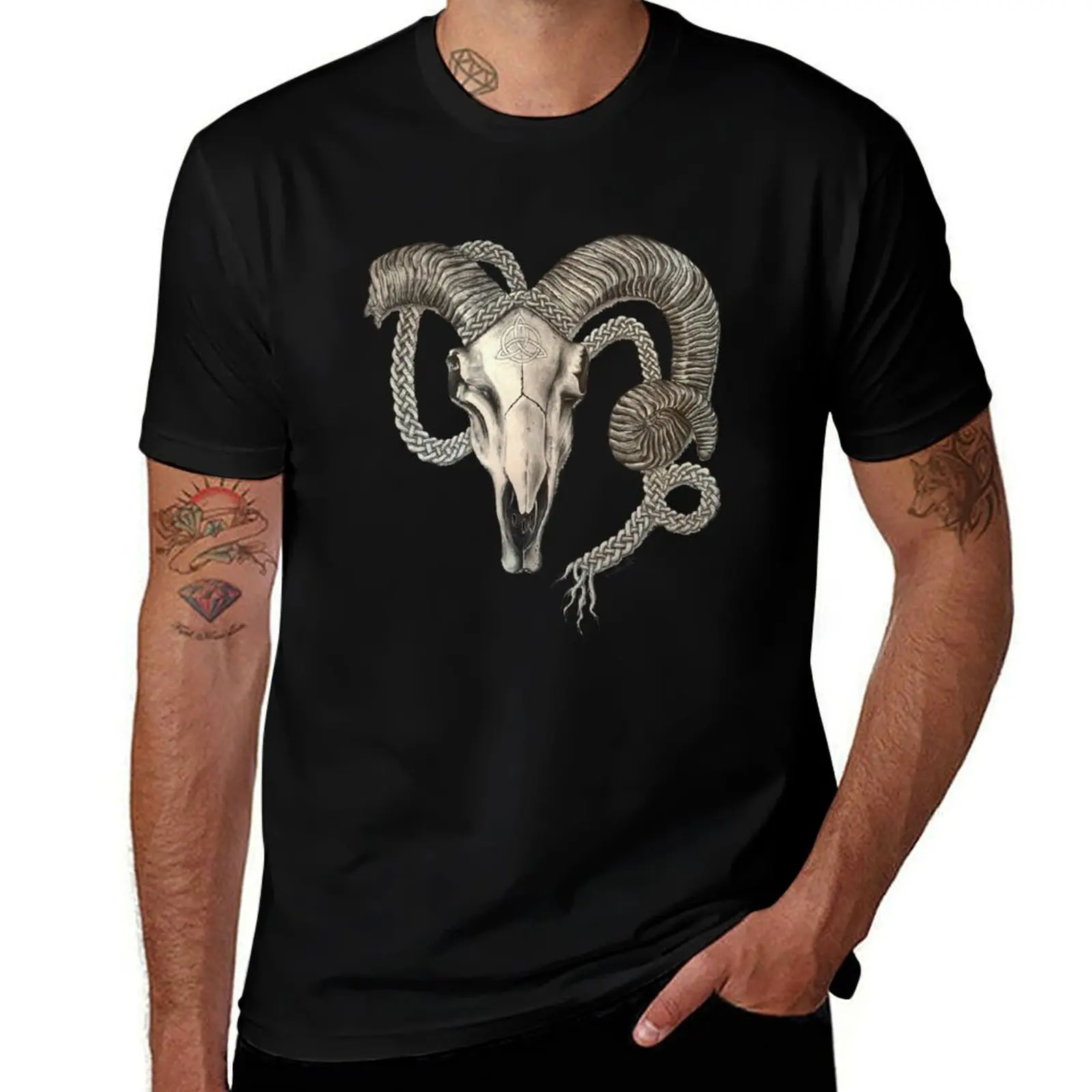 

Ram skull T-Shirt man t shirt luxury man tshirt