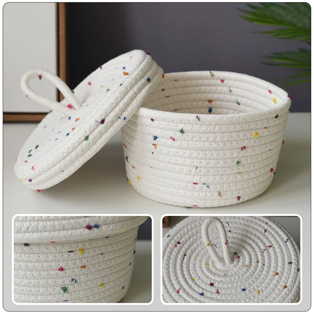 Storage Box Makeup Basket Cotton Rope Woven Baskets Tabletop Hamper Small Snack Toy Sundry Container Home