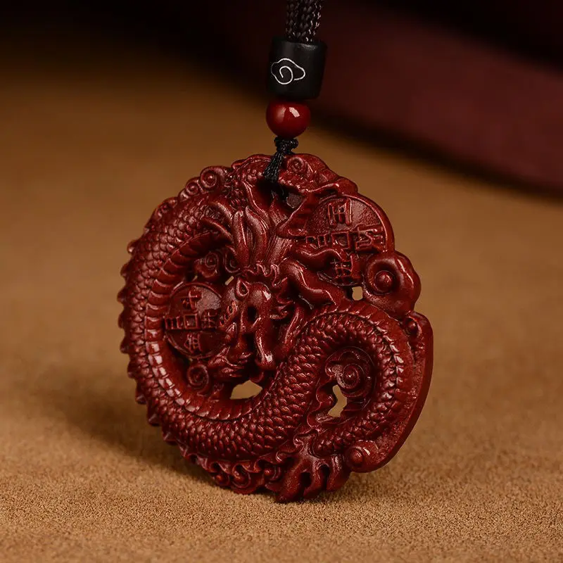 Cinnabar Pendant Men's Genuine Goods Natural Raw Ore Purple Gold Sand Flying Dragon Spinning Necklace Female Birth Year P