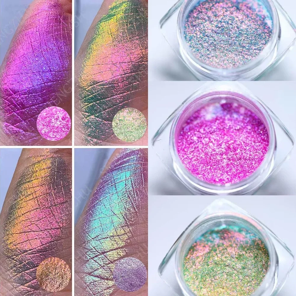Chameleon Eye Shadow Powder Multichrome Nail Glitters Aurora Neon Rainbow Pigment Chrome Powder Iridescent Eyeshadow Nail Decors