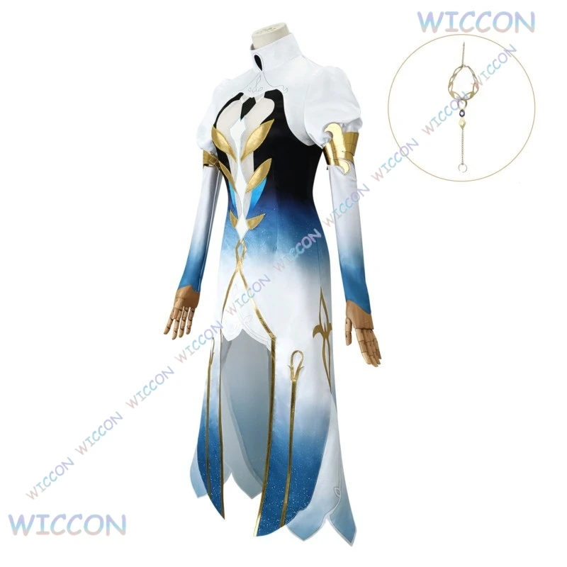 Focalors Cosplay Costume Furina Wig Game Genshin Impact Fontaine God of Justice Furina Wig Cosplay Full Set Women Hallowen Suit