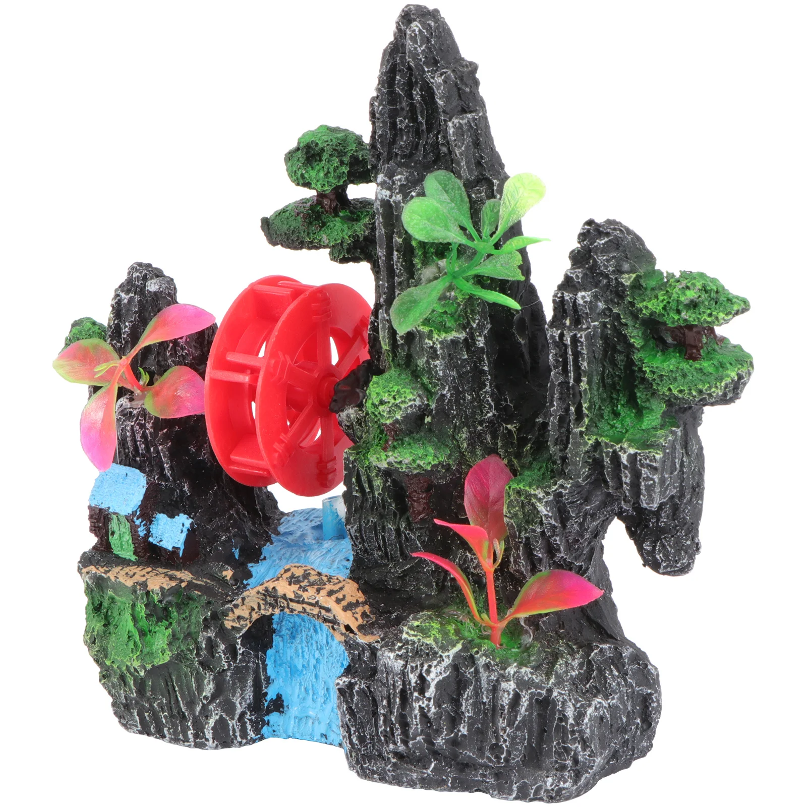 

1pc Water Wheel Windmill Fake Mountain Aquarium Rockery Decor Long Lasting Fish Tank Mountain Landscape Craft For Aquarium
