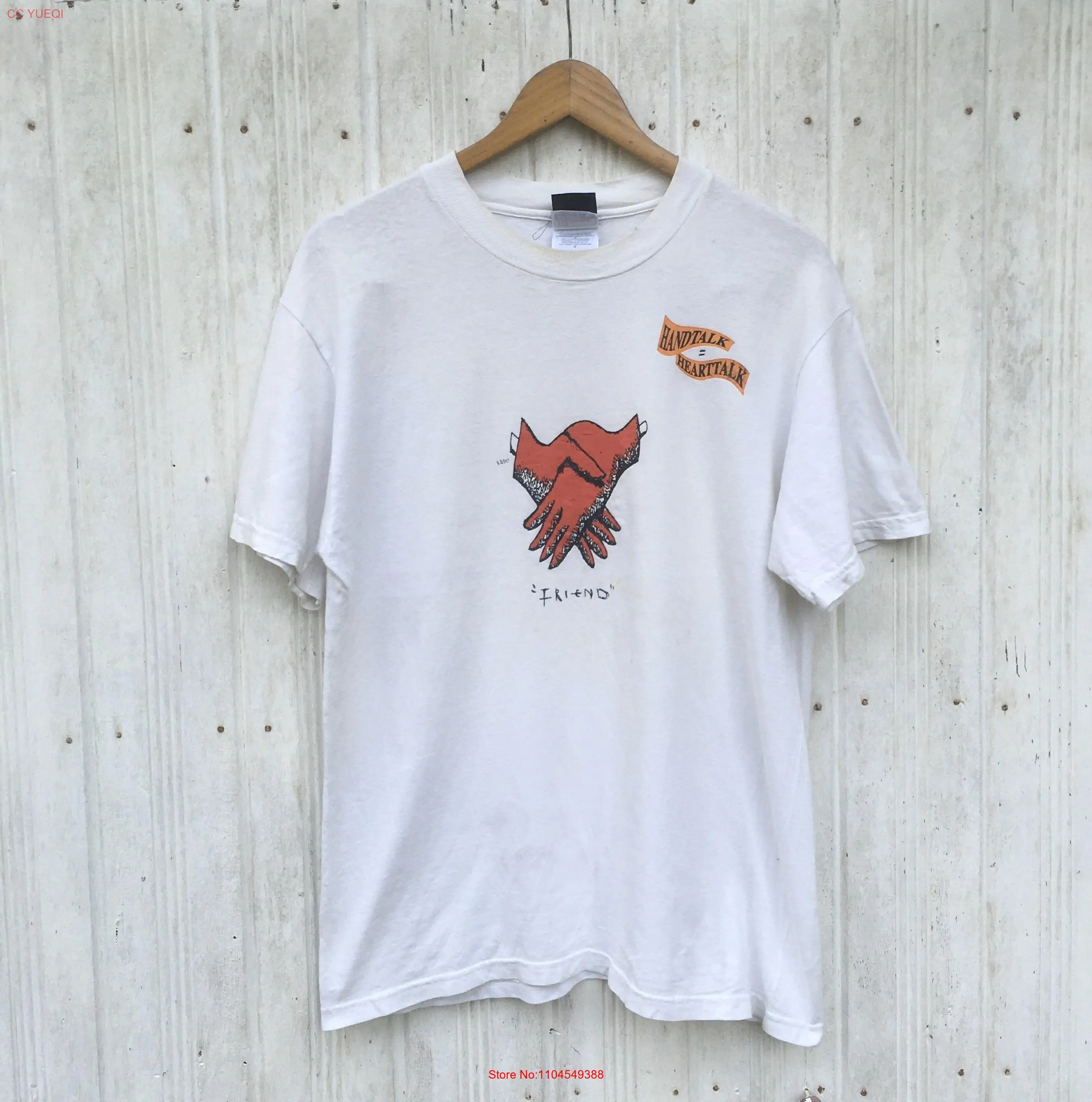 

Винтажная футболка Art Handtalk Hearttalk Artwork среднего размера, белая, размер M, с длинными или короткими рукавами