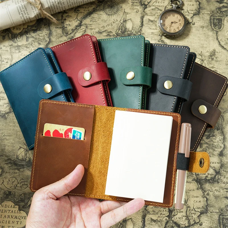 Simple small notebook made of full-grain leather portable notepad mini pocket-sized notebooks creative diary journal notebook