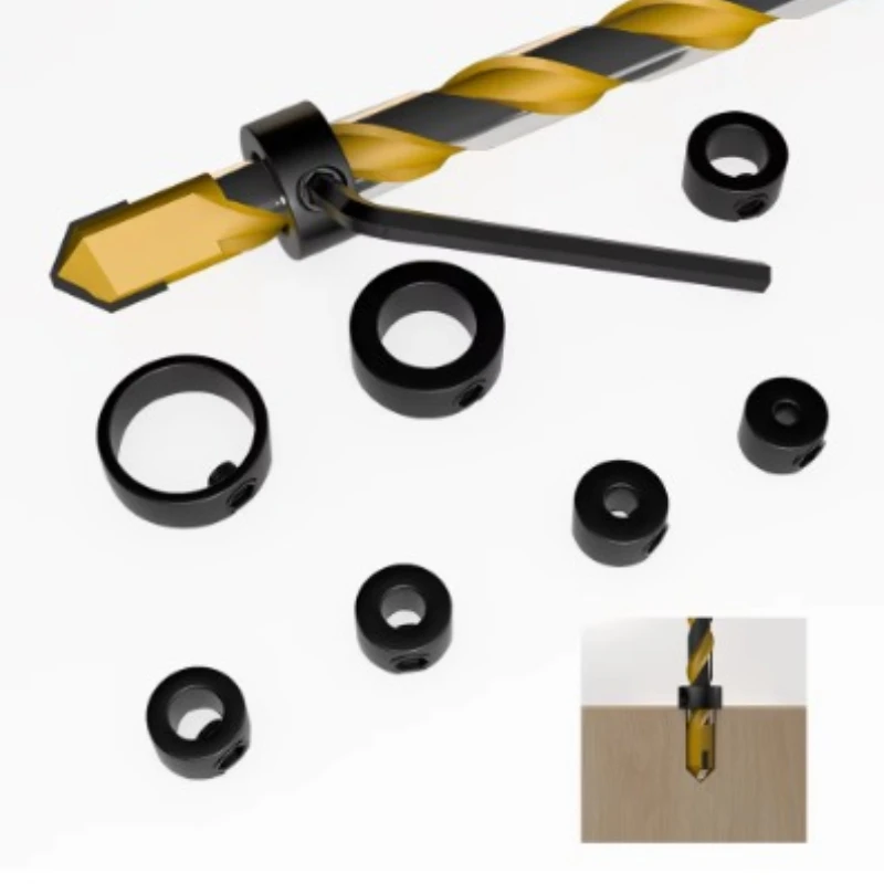 7-8pcs Woodworking Drill Positioner Set 3mm-16mm Adjustable Drill Depth Stop Sleeve for Precision Woodworking