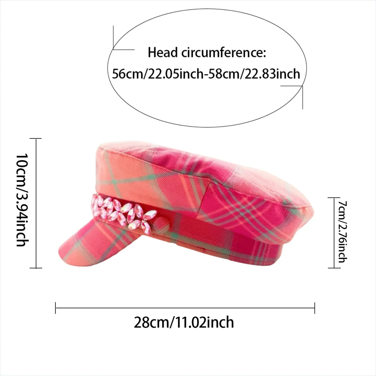 HongLuan Berretto con motivo a quadretti dolce e berretto da strillone da donna, accessori femminili cosplay