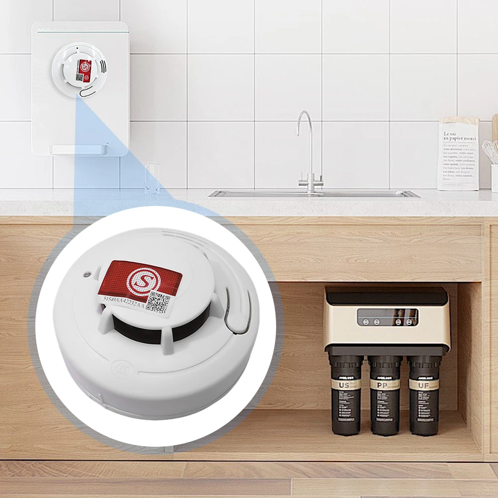 1/2Pcs Wireless Fire Smoke Detector with Batteries Fire Protection Smoke Detector Sensitive Smoke Detector Home Security System