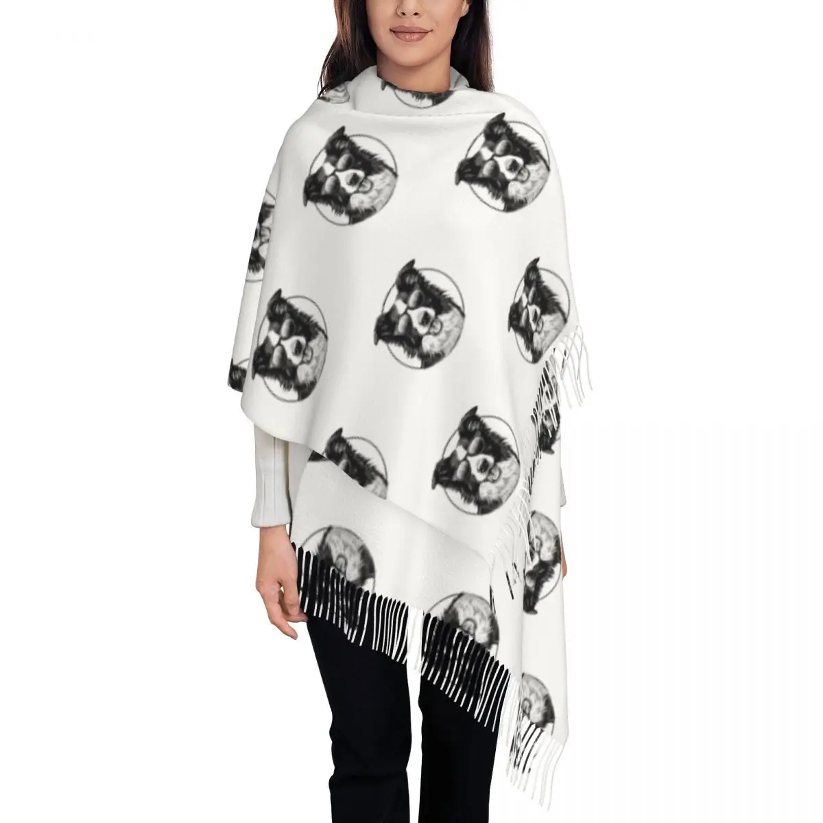 Border Collie Scarf Tassel Scarves Women Soft Warm Shawls and Wraps Long Fall Winter Shawl Wrap