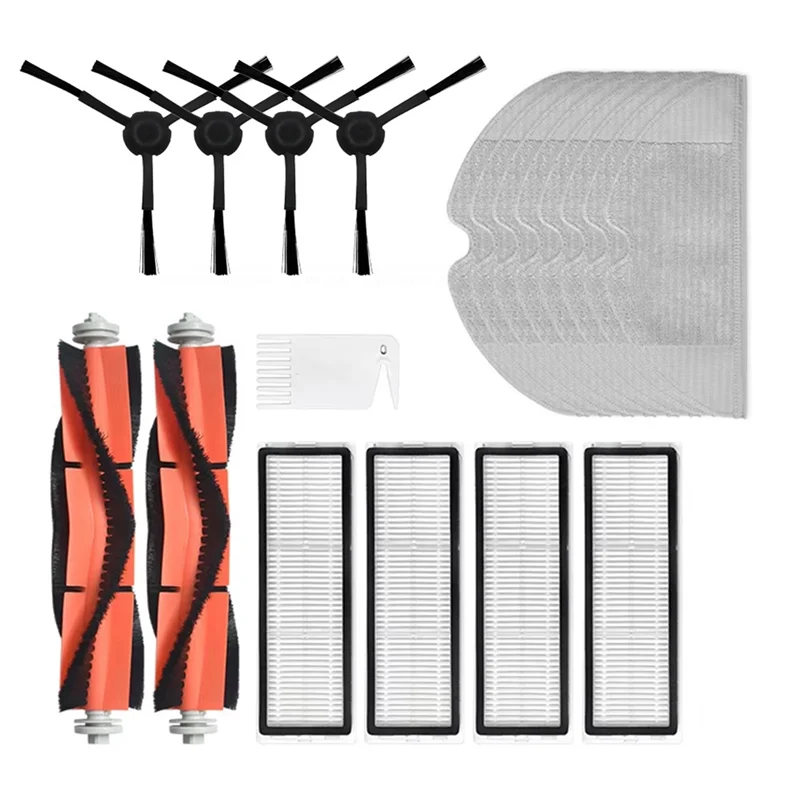 ABBK-Kompatibel dengan untuk MI Mijia 1C, 2C, 1T, MI Robot Pel Vakum STYTJ01ZHM, Bagian Vakum Robot Pel Filter Sikat Rol