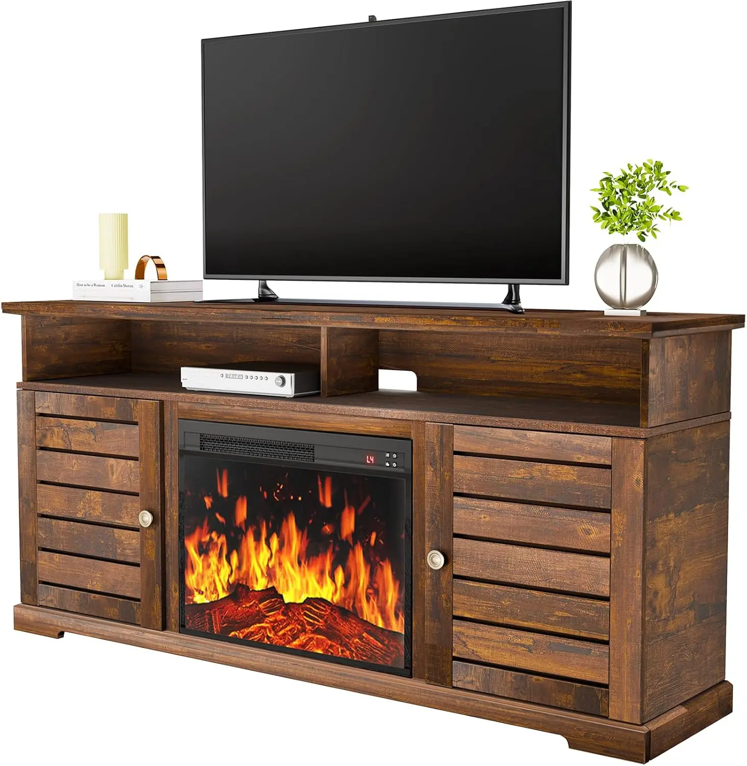 

Marsail Fireplace TV Stand, Electric Fireplace TV Stand for TVs Up to 70 Inch, Farmhouse Entertainment Center with 23" Electric