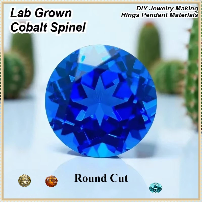 Hochwertiger, im Labor gezüchteter Cobalt-Spinell-Edelstein in runder Form für die Herstellung von Schmuck, Ringe und Anhängern – Materialien zur Auswahl, Zertifikat erhältlich. – Detail 1