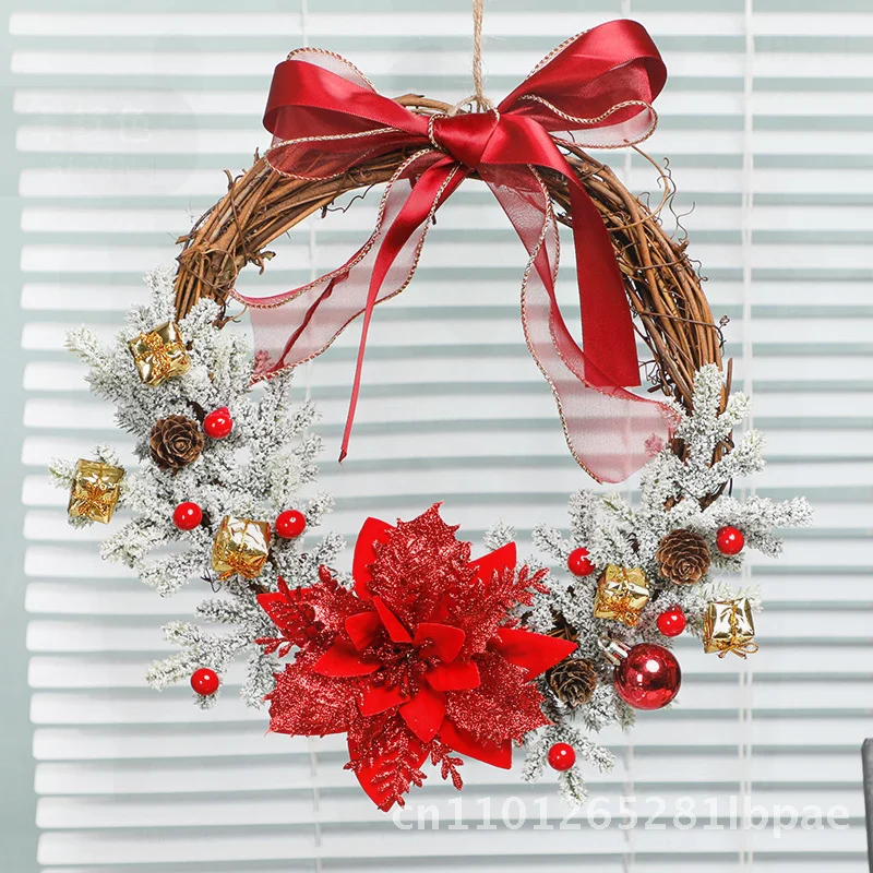 

Handcrafted European Style Wooden Christmas Wreath Cross-border Decorative Door Hanging Bell Window Arrangement Props