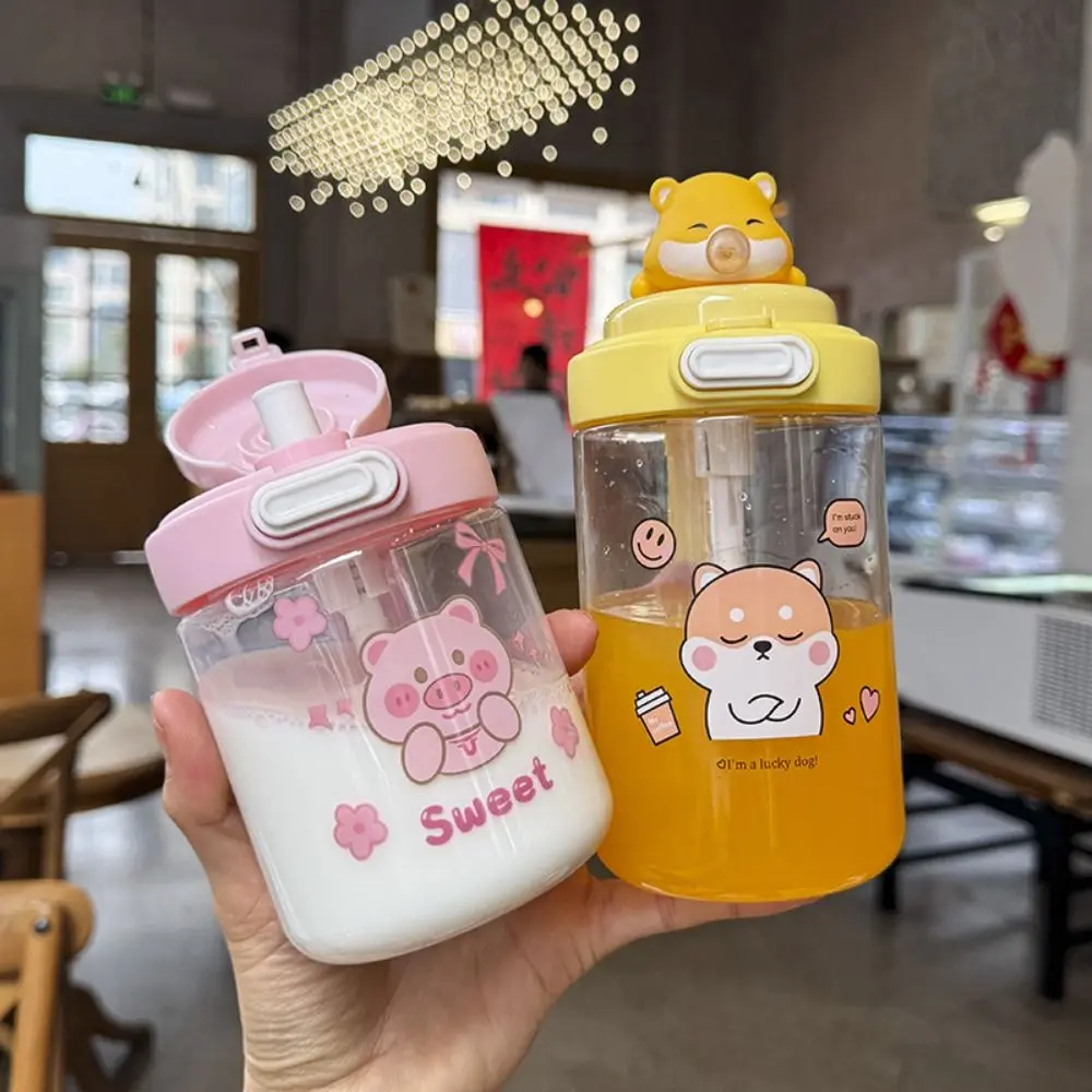 Spit Bubble Capybara Water Bottles Cute Piglet Capybara Drinking Bottle with Lid Straw 450/600ML Sport Water Bottle Coffee Cups