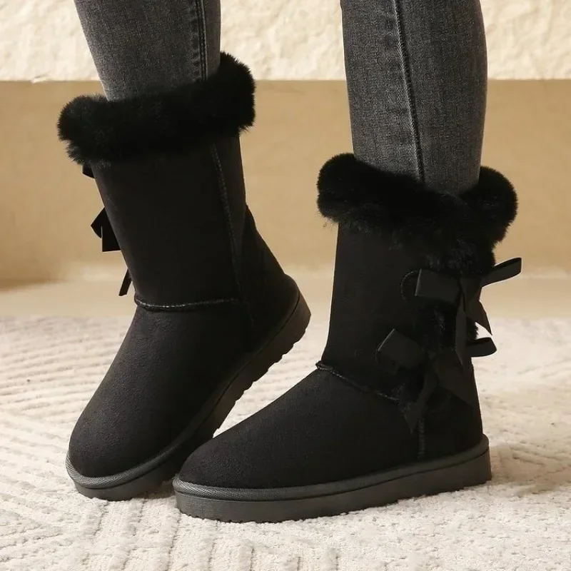 2024 New Thick Plush Thick Sole Non-slip Fashion Solid Color Button New Women Boots Classic Retro Brown Long Boots