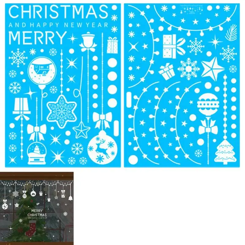 Christmas Window Decals Waterproof Winter Christmas Removable Static Lob Wreath Stickers For Kids For Party Home Wall Window