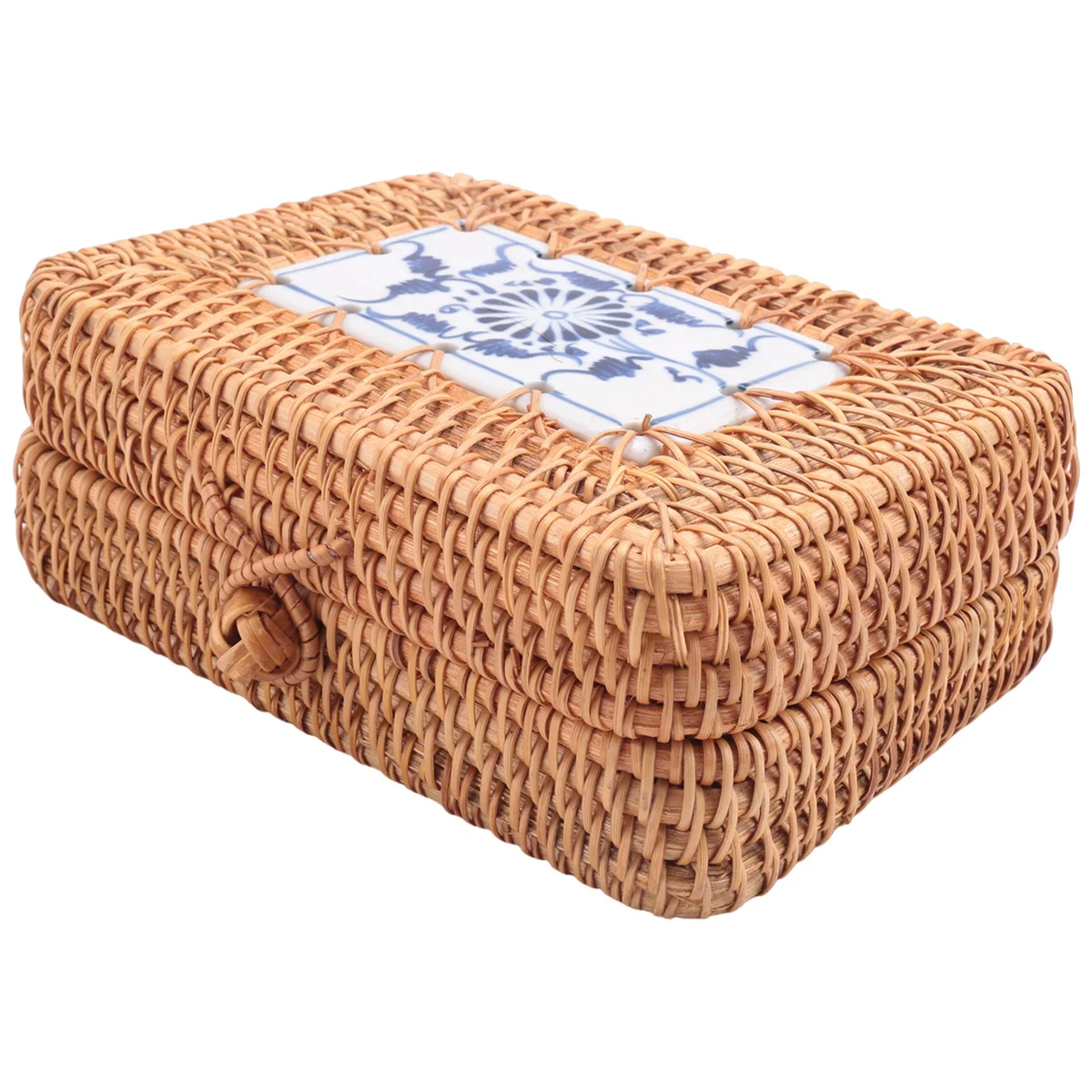 

Плетеный ящик для хранения из ротанга с крышкой Коробки ручной работы Органайзер для макияжа