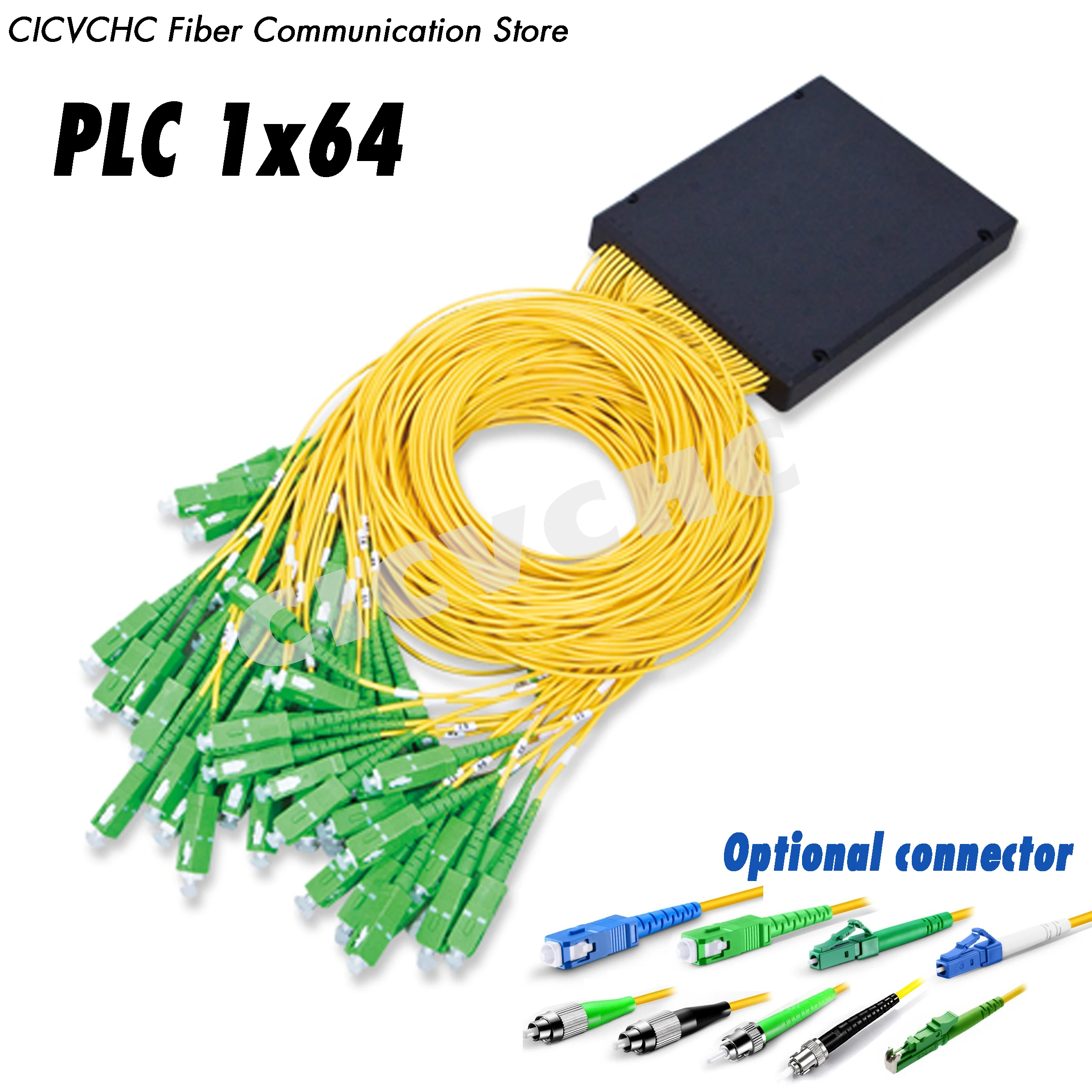 1x64 PLC optische splitter, GEPON ABS-module, zinge mode glasvezel, SC, LC, FC, ST, E2000-connector, 1 m lengte, 2 mm buis