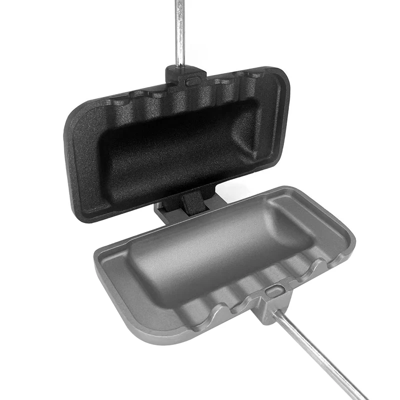 1Pc Sandwich Maker with Wooden Handle Non-stick Sandwich Grill Pan Double Sided Grilled Cheese Maker Portable Sandwich Stovetop