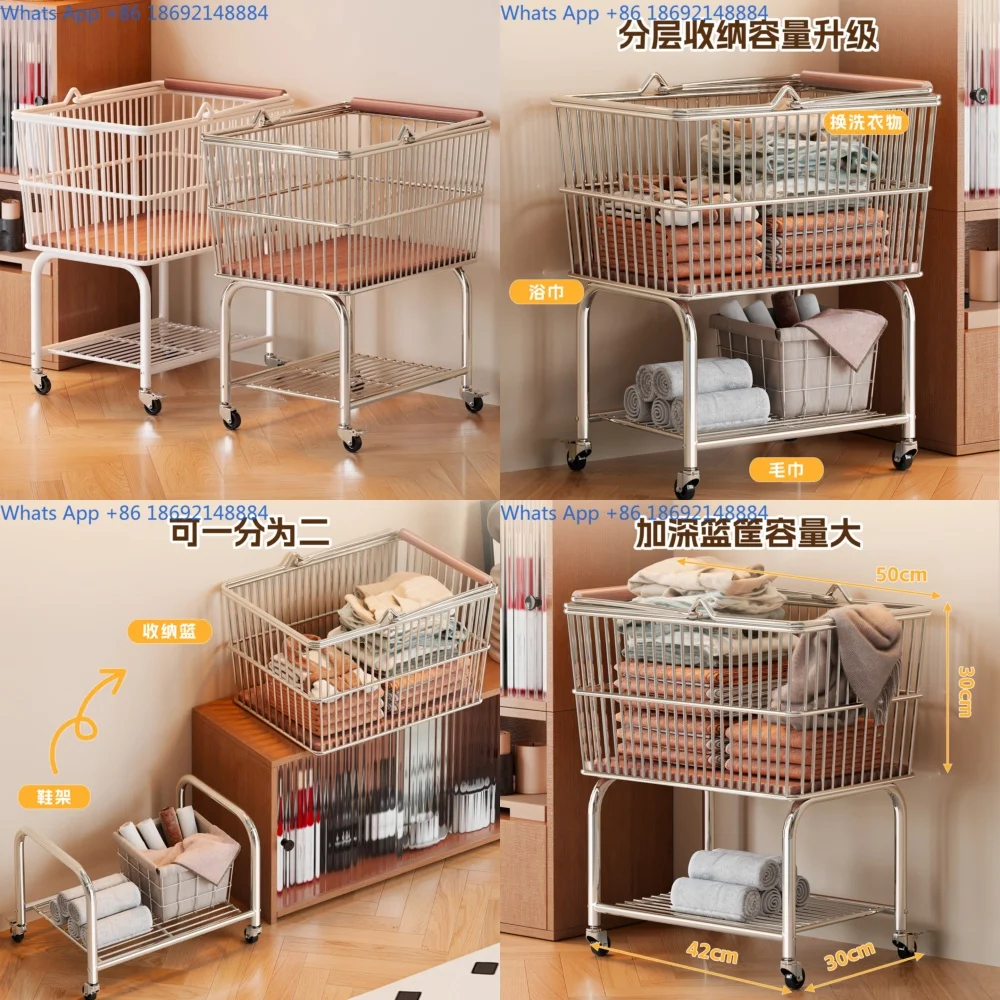 

Laundry Basket with Wheels High Capacity Portable Clothes Storage for Bathroom Bedroom Home Use