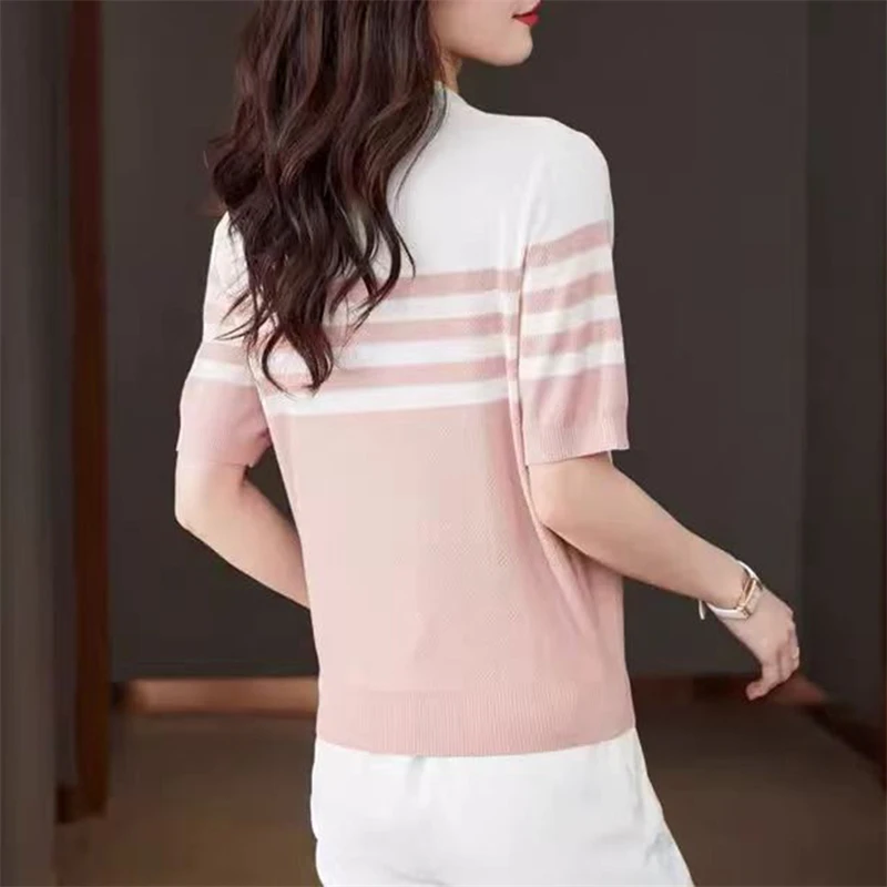 Women's POLO collar T-shirt summer new 100% cotton knitted short sleeved casual… - Image 4